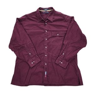 Tommy Hilfiger Men's Longsleeve Button Up Shirt Size XL 16 1/2 32-33 Burgundy